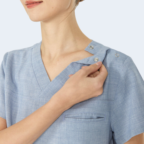 606 Snap-Shoulder V-Neck Scrub Set
