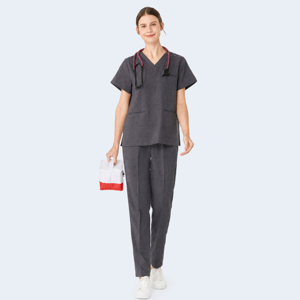 606 Snap-Shoulder V-Neck Scrub Set