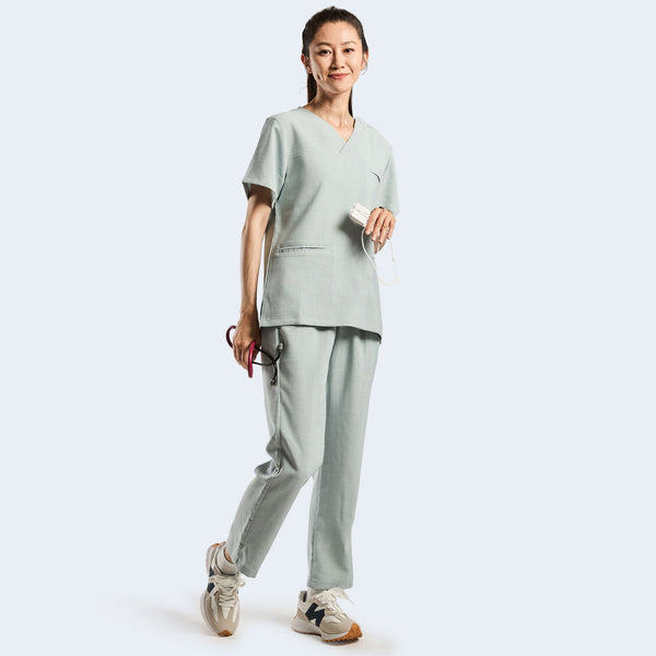 606 Snap-Shoulder V-Neck Scrub Set