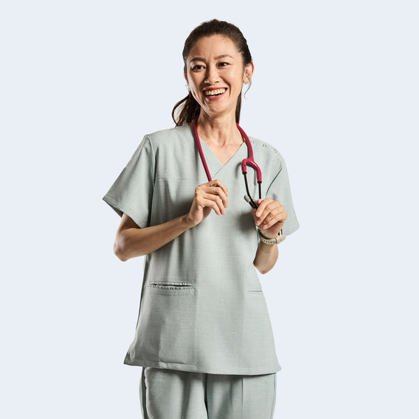 606 Snap-Shoulder V-Neck Scrub Set